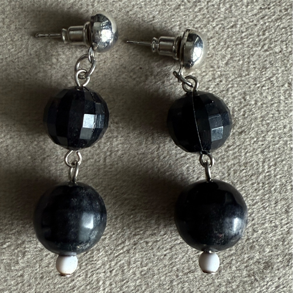 Elegant Black and Silver Beaded Earrings
